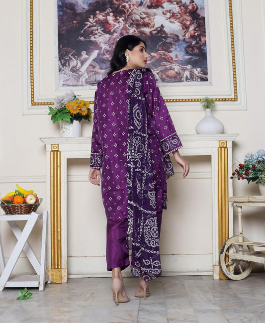 Silk Embroidered 3 Pcs Women's Stitched Suit